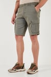 Buratti Streç Pamuklu Regular Fit Normal Bel Kargo Cepli Erkek Şort 4510S79MILAN AÇIK HAKİ