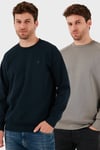 Buratti Streç Pamuklu Relaxed Fit Bisiklet Yaka 2'li Paket Erkek Sweat 5901210S2 Açık Haki-Lacivert