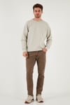Buratti Streç Pamuklu Relaxed Fit Bisiklet Yaka 2'li Paket Erkek Sweat 5901210S2 Taş-Açık Haki