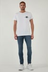 Buratti Streç Pamuklu Slim Fit Normal Bel Dar Paça Jeans Erkek Kot Pantolon 1124S62NAPOLI MAVİ