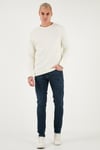 Buratti Streç Pamuklu Slim Fit Normal Bel Dar Paça Jeans Erkek Kot Pantolon 1115C42NAPOLI LACİVERT