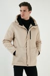 Buratti Su İtici Soğuğa Karşı Dayanıklı Slim Fit Kapüşonlu Erkek Mont 5762020 TAŞ