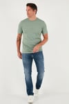 Buratti Yazı Detaylı Pamuklu Regular Fit Bisiklet Yaka Erkek T Shirt 59020203 ELMA YEŞİLİ
