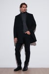 Buratti Yırtmaçlı Slim Fit Mono Yaka Kaşe Erkek Kaban 58400589 SİYAH