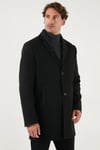 Buratti Yırtmaçlı Slim Fit Mono Yaka Kaşe Erkek Kaban 58400589 SİYAH