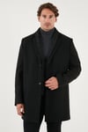 Buratti Yırtmaçlı Slim Fit Mono Yaka Kaşe Erkek Kaban 58400589 SİYAH