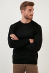Buratti Yünlü Slim Fit Bisiklet Yaka Triko Erkek Kazak 518BISIKLET SİYAH