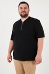 Büyük Beden Pamuklu Regular Fit Erkek T Shirt 5902653B SİYAH