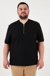 Büyük Beden Pamuklu Regular Fit Erkek T Shirt 5902653B SİYAH