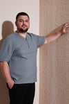 Büyük Beden Pamuklu Regular Fit Erkek T Shirt 5902653B AÇIK HAKİ