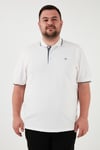 Büyük Beden Pamuklu Regular Fit Erkek Polo Yaka T Shirt 5902118B BEYAZ