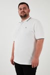Büyük Beden Pamuklu Regular Fit Erkek Polo Yaka T Shirt 5902118B BEYAZ