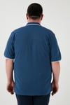 Büyük Beden Pamuklu Regular Fit Erkek Polo Yaka T Shirt 5902118B Koyu Mavi-Beyaz