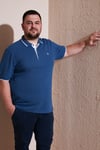 Büyük Beden Pamuklu Regular Fit Erkek Polo Yaka T Shirt 5902118B Koyu Mavi-Beyaz