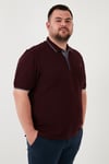 Büyük Beden Pamuklu Regular Fit Erkek Polo Yaka T Shirt 5902118B VİŞNE