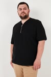 Büyük Beden Pamuklu Regular Fit Erkek T Shirt 5902653B SİYAH