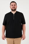 Büyük Beden Pamuklu Regular Fit Erkek T Shirt 5902653B SİYAH