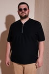 Büyük Beden Pamuklu Regular Fit Erkek T Shirt 5902653B SİYAH