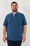 Büyük Beden Pamuklu Regular Fit Erkek Polo Yaka T Shirt 5902118B Koyu Mavi-Beyaz