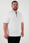 Büyük Beden Pamuklu Regular Fit Erkek Polo Yaka T Shirt 5902118B BEYAZ