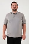 Büyük Beden Pamuklu Regular Fit Erkek Polo Yaka T Shirt 5902118B TAŞ