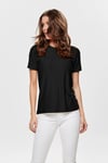caya Streç Ajurlu Regular Fit Yuvarlak Yaka Kadın T Shirt 15158450 SİYAH