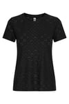 caya Streç Ajurlu Regular Fit Yuvarlak Yaka Kadın T Shirt 15158450 SİYAH