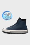 Chuck Taylor Logolu Hakiki Deri Su Geçirmez Sneaker Unisex Ayakkabı A08558C 401 LACİVERT