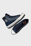 Chuck Taylor Logolu Hakiki Deri Su Geçirmez Sneaker Unisex Ayakkabı A08558C 401 LACİVERT