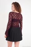 Çiçek Desen Dantelli Kayık Yaka Kadın Bluz 5867118 BORDO