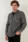 Çift Cepli Fermuarlı Slim Fit Kışlık Erkek Gömlek CF21W112925 GRİ