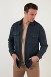 Çift Cepli Fermuarlı Slim Fit Kışlık Erkek Gömlek CF21W112925 İNDİGO