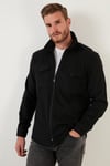 Çift Cepli Fermuarlı Slim Fit Kışlık Erkek Gömlek CF21W112925 SİYAH