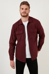 Çift Cepli Fermuarlı Slim Fit Kışlık Erkek Gömlek CF21W112925 BORDO