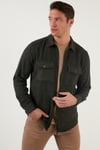 Çift Cepli Fermuarlı Slim Fit Kışlık Erkek Gömlek CF21W112925 HAKİ