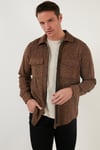 Çift Cepli Fermuarlı Slim Fit Kışlık Erkek Gömlek CF21W112925 HARDAL
