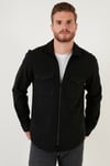 Çift Cepli Fermuarlı Slim Fit Kışlık Erkek Gömlek CF21W112925 SİYAH