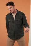 Çift Cepli Fermuarlı Slim Fit Kışlık Erkek Gömlek CF21W112925 HAKİ