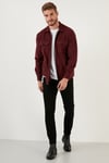 Çift Cepli Fermuarlı Slim Fit Kışlık Erkek Gömlek CF21W112925 BORDO
