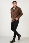 Çift Cepli Fermuarlı Slim Fit Kışlık Erkek Gömlek CF21W112925 HARDAL