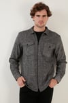 Çift Cepli Fermuarlı Slim Fit Kışlık Erkek Gömlek CF21W112925 GRİ