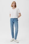 Cindy Pamuklu Yüksek Bel Daralan Paça Mom Jeans Kadın Kot Pantolon 100277-86392 MAVİ