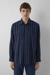 Çizgili % 100 Pamuk Regular Fit Erkek Gömlek 0211712-91741 LACİVERT