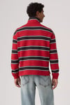 Çizgili  % 100 Pamuk Yarım Fermuarlı Dik Yaka Erkek Sweat 0083X-0002 KIRMIZI