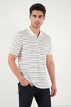 Çizgili Kısa Kollu Düğmeli Erkek Polo T Shirt 5904026 AÇIK HAKİ