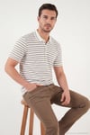 Çizgili Kısa Kollu Düğmeli Erkek Polo T Shirt 5904026 KAHVE