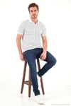 Çizgili Kısa Kollu Düğmeli Erkek Polo T Shirt 5904026 İNDİGO