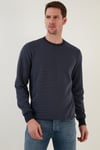 Çizgili Pamuklu Bisiklet Yaka Erkek Sweat 5905241 İNDİGO