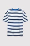 Çizgili Pamuklu Loose Fit Bisiklet Yaka Erkek Çocuk T Shirt 6610468-86975 MAVİ-BEYAZ