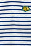 Çizgili Pamuklu Loose Fit Bisiklet Yaka Erkek Çocuk T Shirt 6610468-86975 MAVİ-BEYAZ